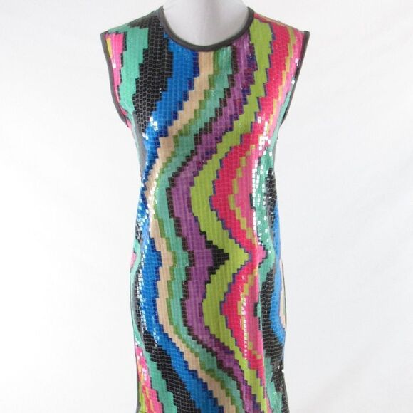 Multicolor uneven striped CUSTOLINE shift dress 1 - Picture 1 of 8